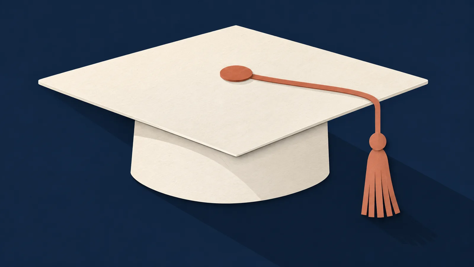 Paper-cut illustration of a graduation mortarboard cap