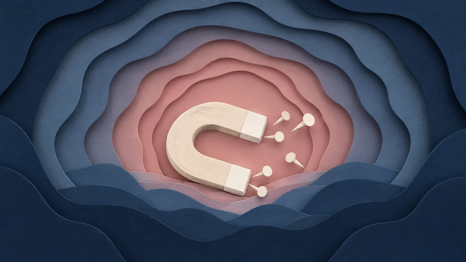 Paper-cut illustration of a horseshoe magnet